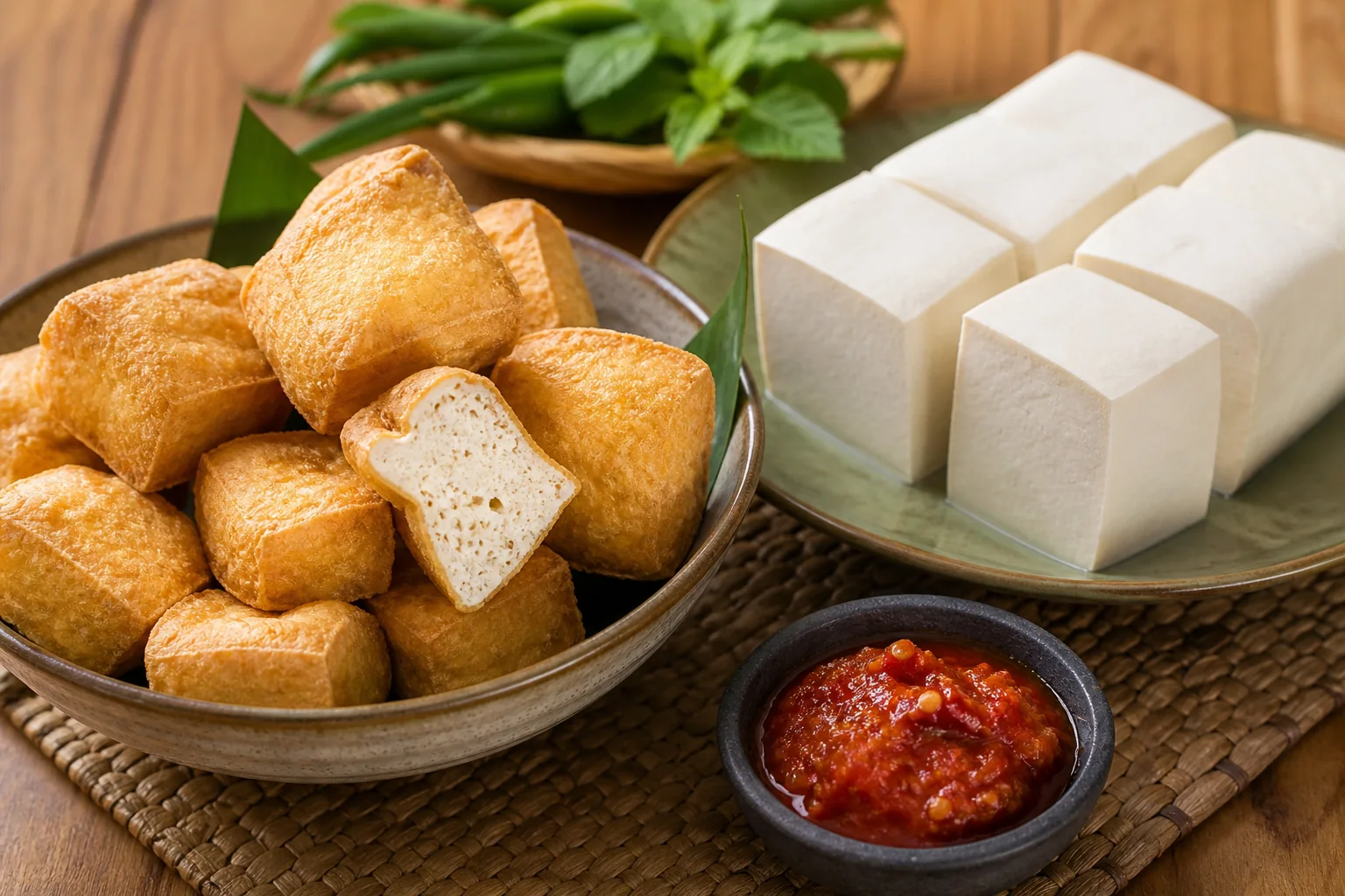Tahu goreng berwarna keemasan